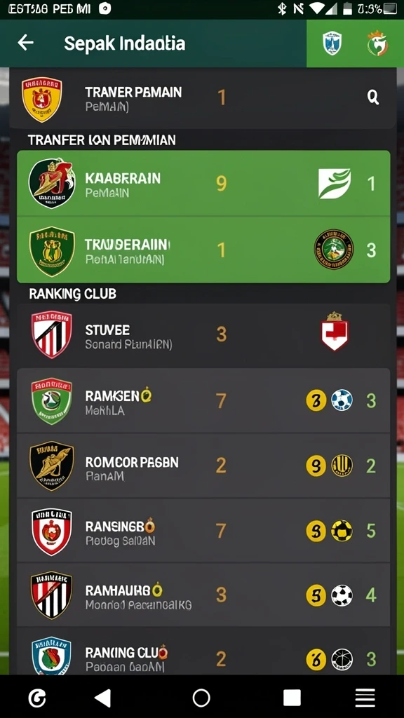 Berbagai jenis permainan judi yang tersedia.